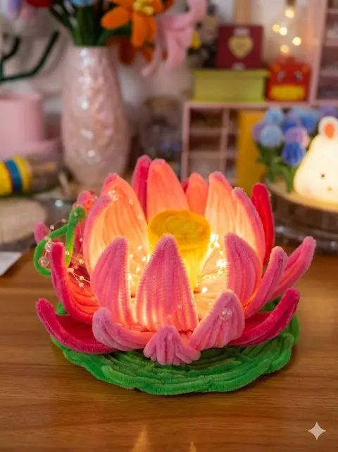 Lámpara "Loto Sagrado" / Flor de la Serenidad (Hecho a Mano)